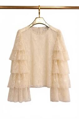 NEW CHOKLATE PARIS women's lace layering blouse in ivory